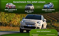 Mini Cooper S gewinnen, Fiat 500 X gewinnen, Smartfortwo gewinnen